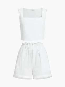 Solid Cotton Ruffle Short Sets