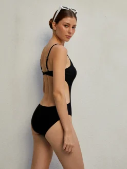Solid Cut-Out One Piece Swimsuit