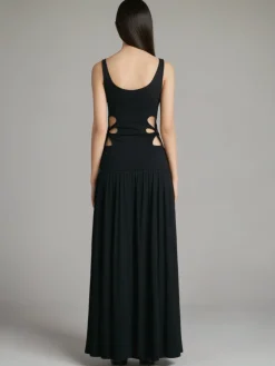 Solid Cutout Sleeveless Dress