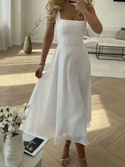 Solid Elegant Cami Long Dress