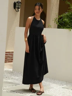 Solid Halter Long Dress