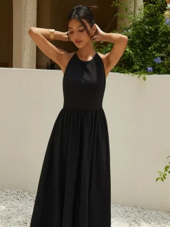 Solid Halter Long Dress