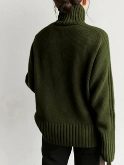 Solid High Neck Knit Sweater
