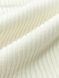 Solid High Neck Split Ribbed Knit Two Pieces Skirt Set