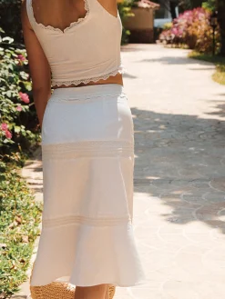 Solid Knotted Tank Top With Skirt Set