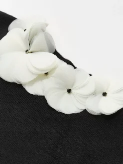 Solid Long Sleeve Floral Knit Top