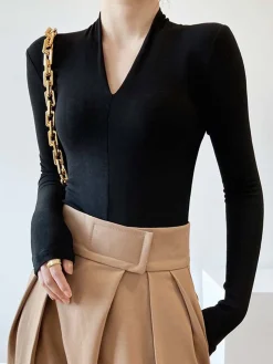 Solid Long Sleeve Knit Top