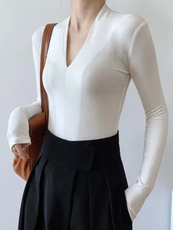 Solid Long Sleeve Knit Top