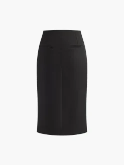 Solid Off Shoulder Split Skirt Set