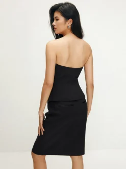 Solid Off Shoulder Split Skirt Set