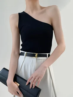 Solid One Shoulder Top