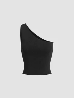 Solid One Shoulder Top