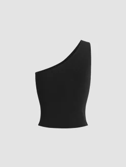 Solid One Shoulder Top