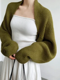 Solid Open-Front Shrug Sweater