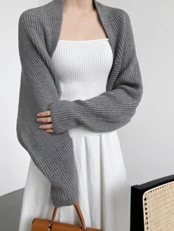 Solid Open-Front Shrug Sweater