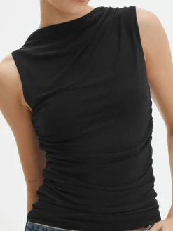 Solid Pleated Tank Top