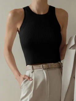 Solid Ribbed Sweater Vest