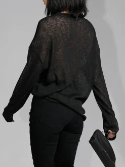 Solid Sheer Long Sleeve Top