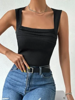 Solid Square Neck Cami Top