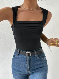 Solid Square Neck Cami Top