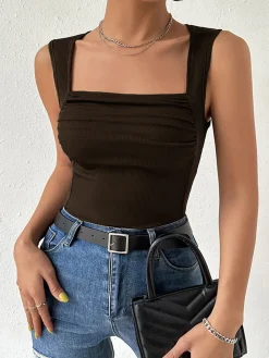 Solid Square Neck Cami Top