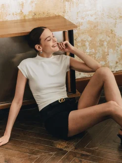 Solid Stand Collar Slim T-Shirt