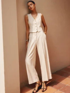 Solid Suit Straight Leg Pants