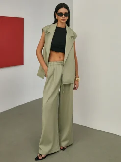 Solid Tailored Belted Vest