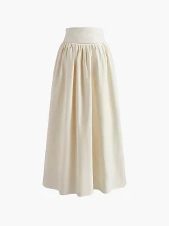 Solid Tie Knot V Neck Skirt Set