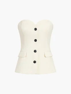 Solid Tube Top With Wide Leg Pants Set
