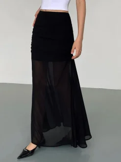 Solid Two Layer Maxi Skirt
