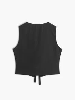 Solid V-Neck Tie Front Vest