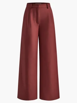 Solid Wide Leg Pants Without Belt