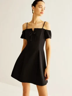 Spaghetti Strap Bow Zipper Dress