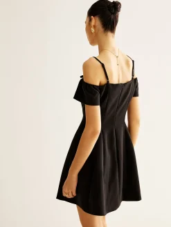 Spaghetti Strap Bow Zipper Dress