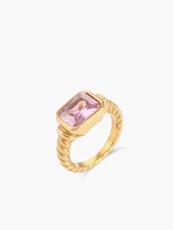 Spiral Stainless Gemstone Ring
