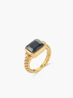 Spiral Stainless Gemstone Ring