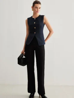Split Button Down Slim Vest