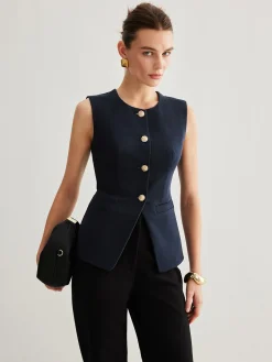 Split Button Down Slim Vest