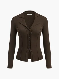 Split Piping Slim Knit Top