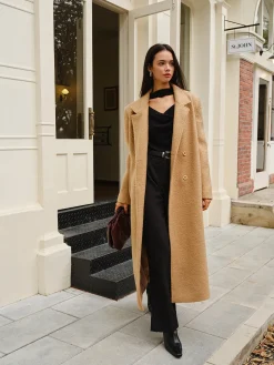 Split Pockets Tweed Coat