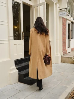 Split Pockets Tweed Coat