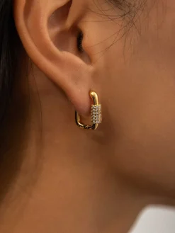 Square Chubby Diamond Earrings