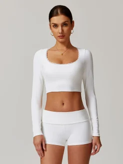 Square Collar Lettuce Trim Crop Active Top