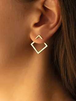 Square Geometric Stud Earrings
