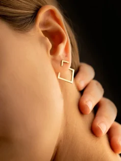 Square Geometric Stud Earrings