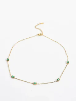 Square Green Zircon Necklace