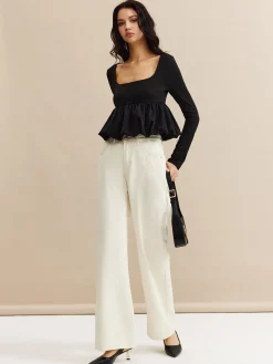 Square Neck Bud Waist Blouse