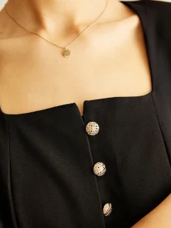 Square Neck Button Down Slit Blouse