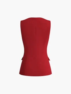 Square Neck Button Vest
